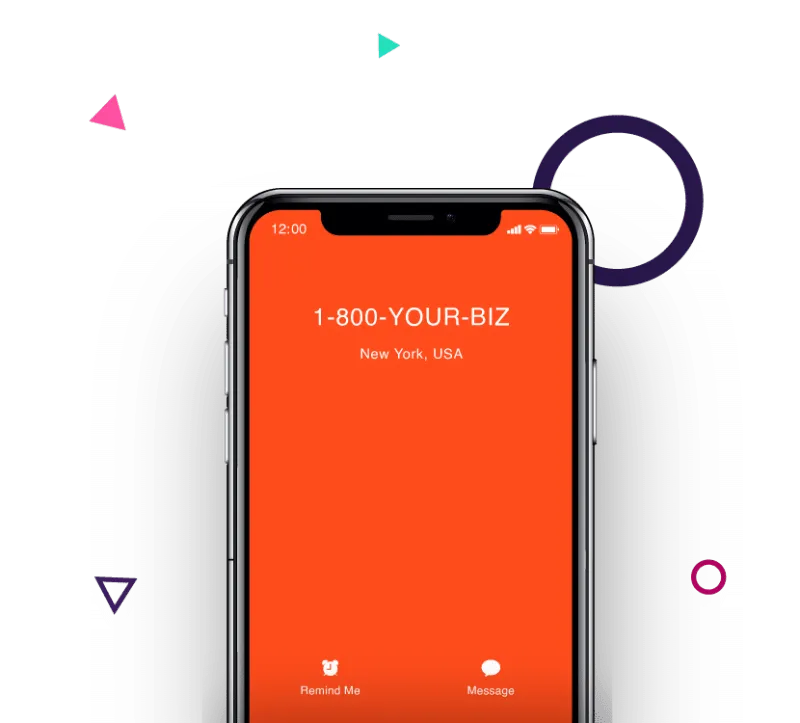 A vanity VoIP phone number displayed on a smartphone screen, representing easy-to-remember business calling